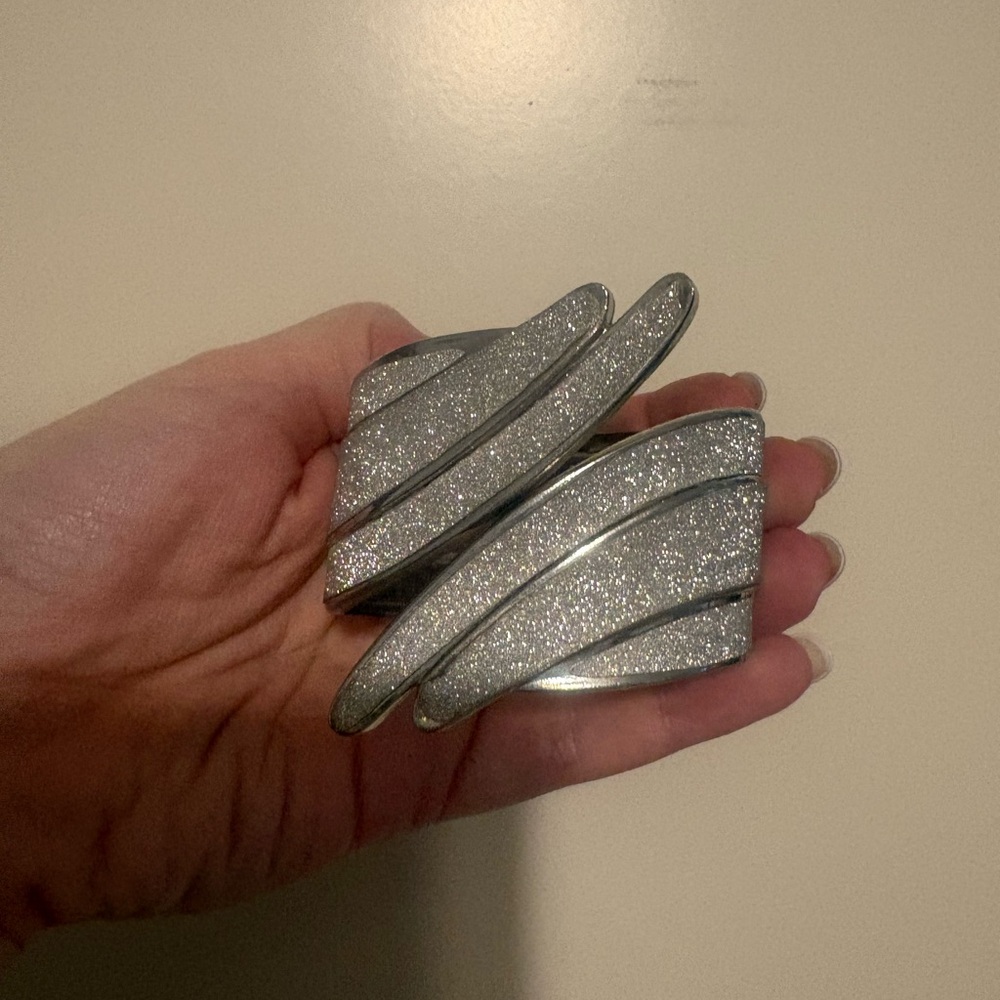 Silver Glittery Cuff Bracelet